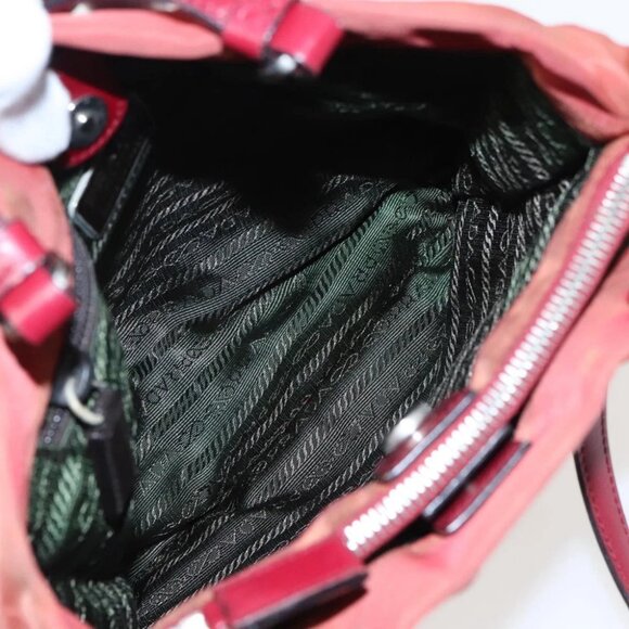 PRADA Hand Bag Nylon Red Silver - Picture 13 of 15